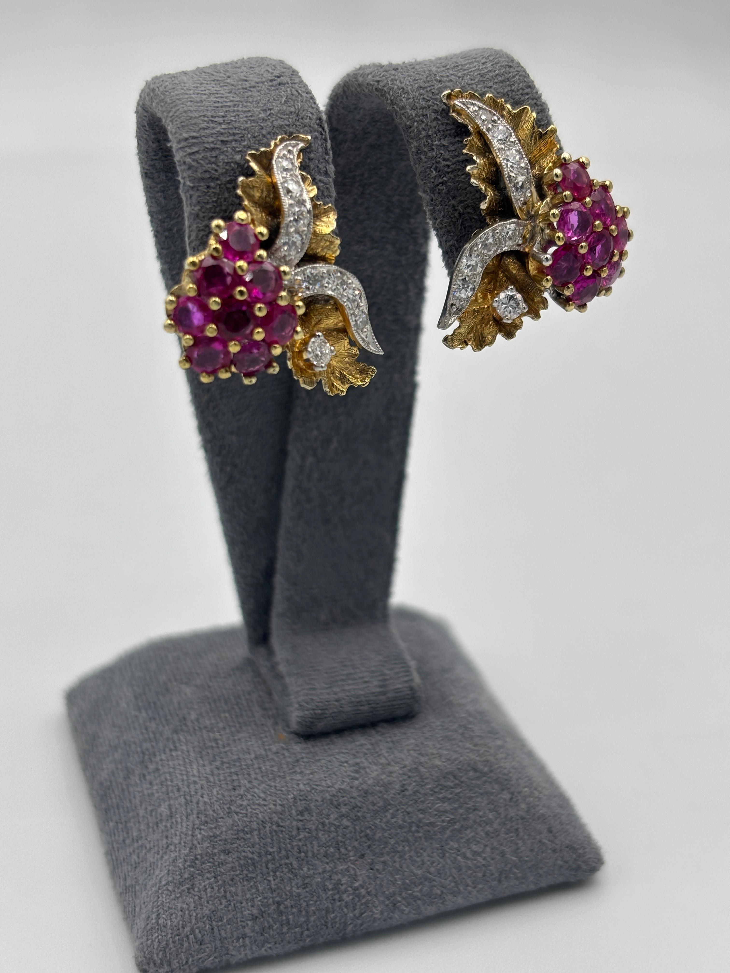 Pendientes Strebel de rubíes y diamantes de los años 60 en venta 3
