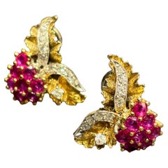 Pendientes Strebel de rubíes y diamantes de los años 60