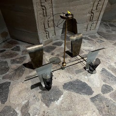 1960s Four Light Modern Chandelier Metal and Mesh Style of Pierre Guariche