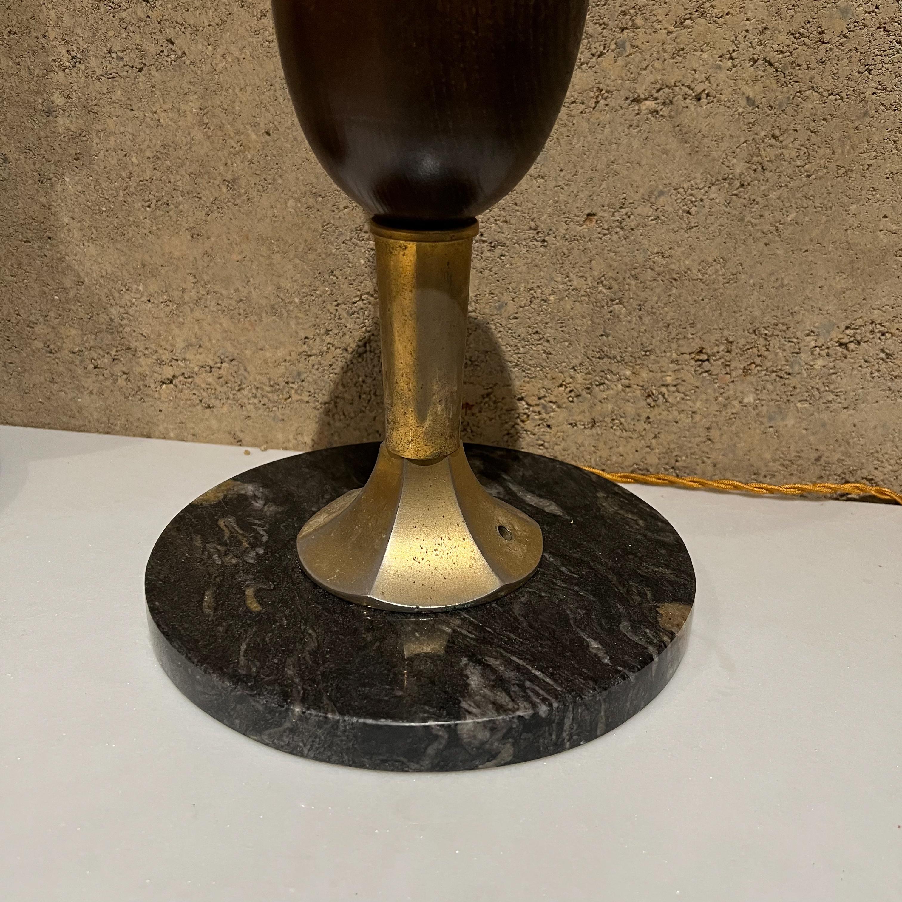 1960s Striking Modernism Table Lamps Gold Black Goblet Round Marble Base Mexico For Sale 1