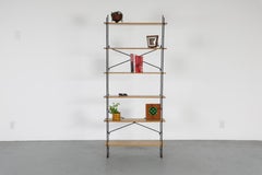 1960s String Style Modular Bookshelf, Black Enameled Wire, Plywood Shelves