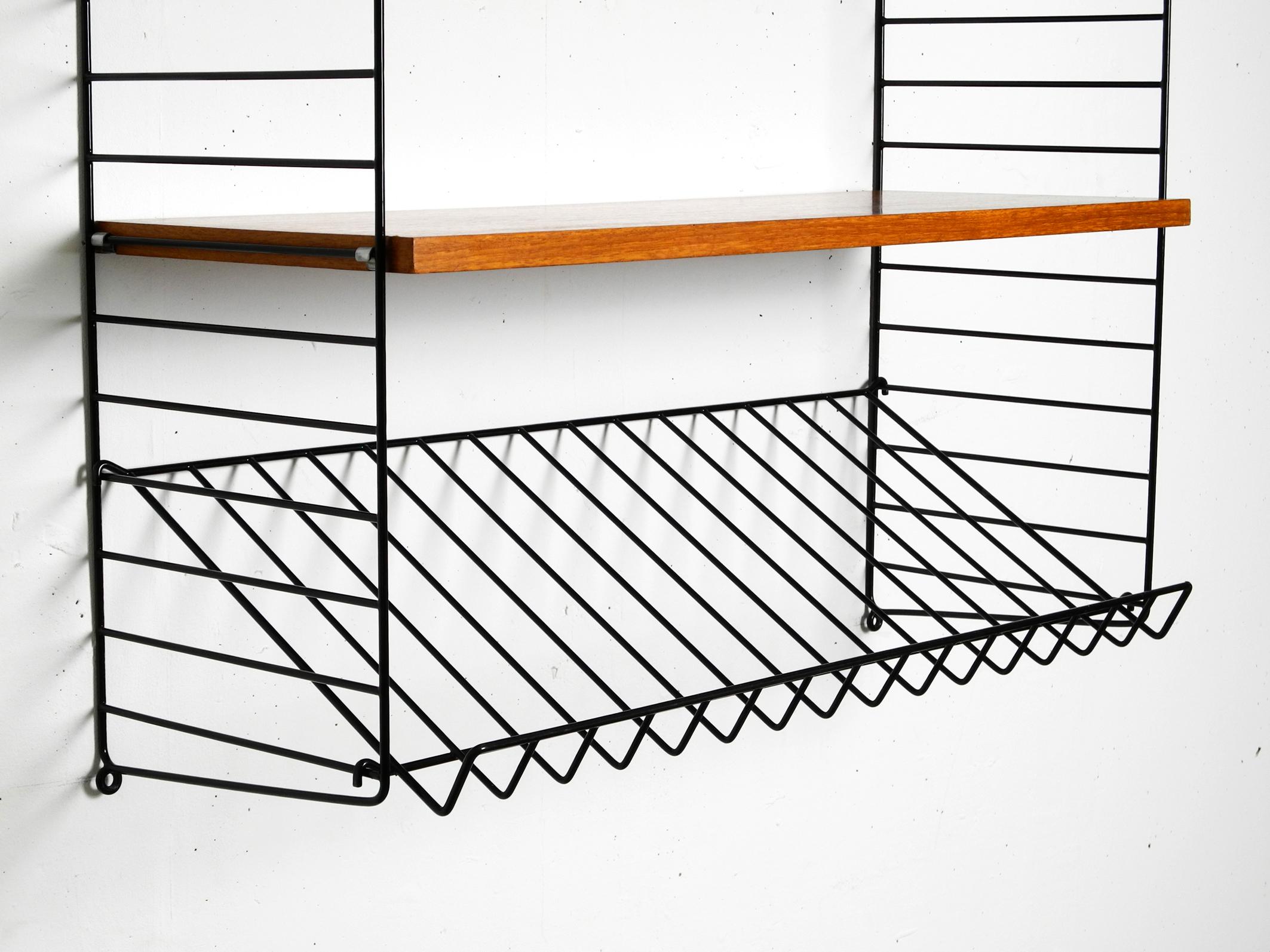1960s String Teak String Shelf with Two Deep Shelves and One Magazine Rack In Good Condition In München, DE