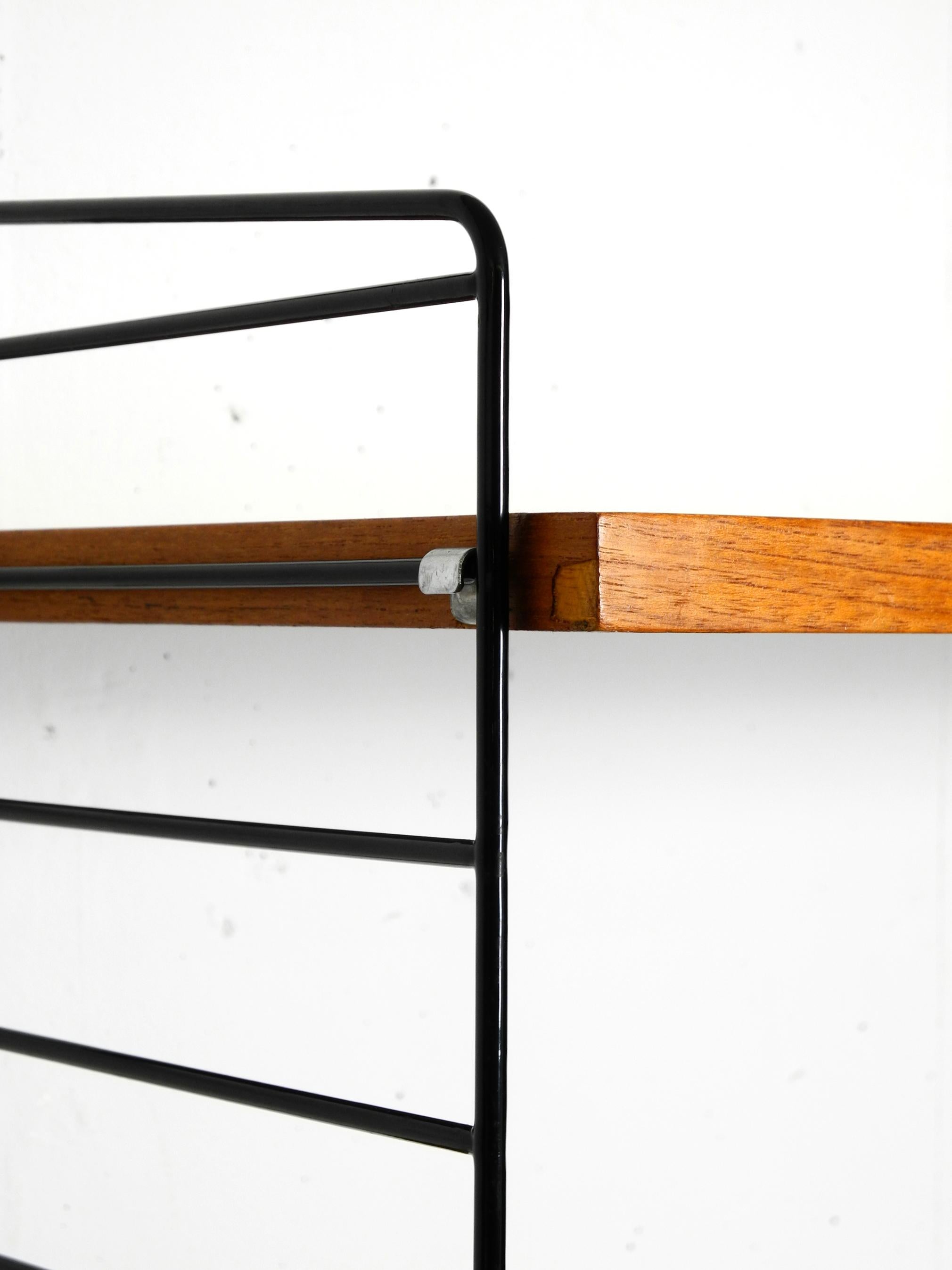 1960s String Teak String Shelf with Two Deep Shelves and One Magazine Rack 1