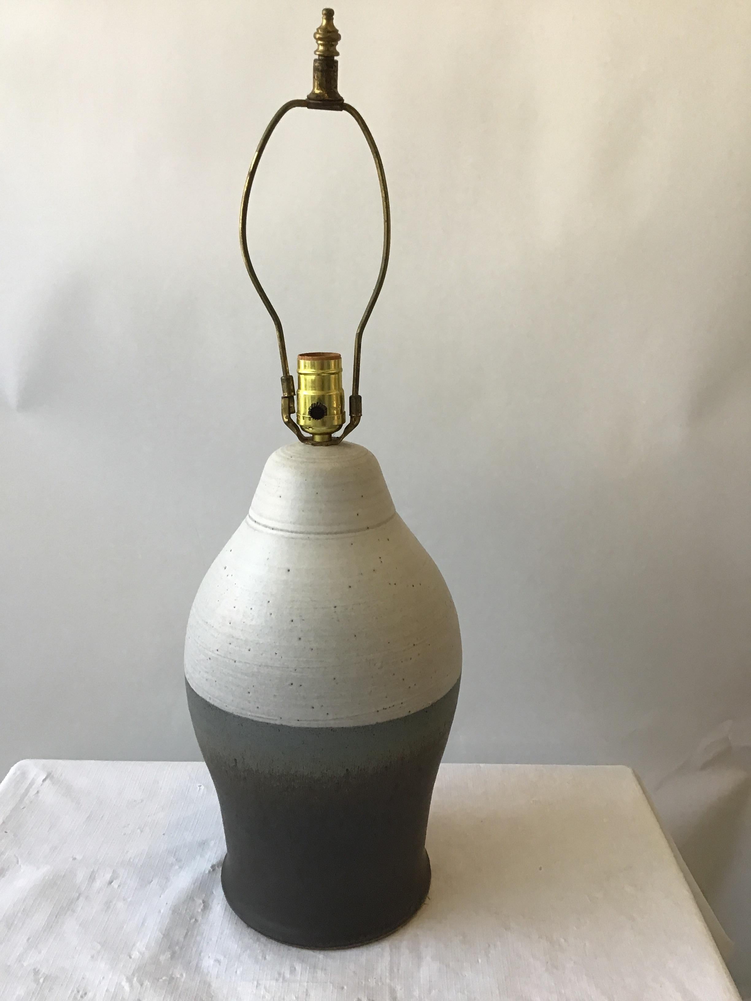 Mid-20th Century 1960s Striped Ceramic Lamp
