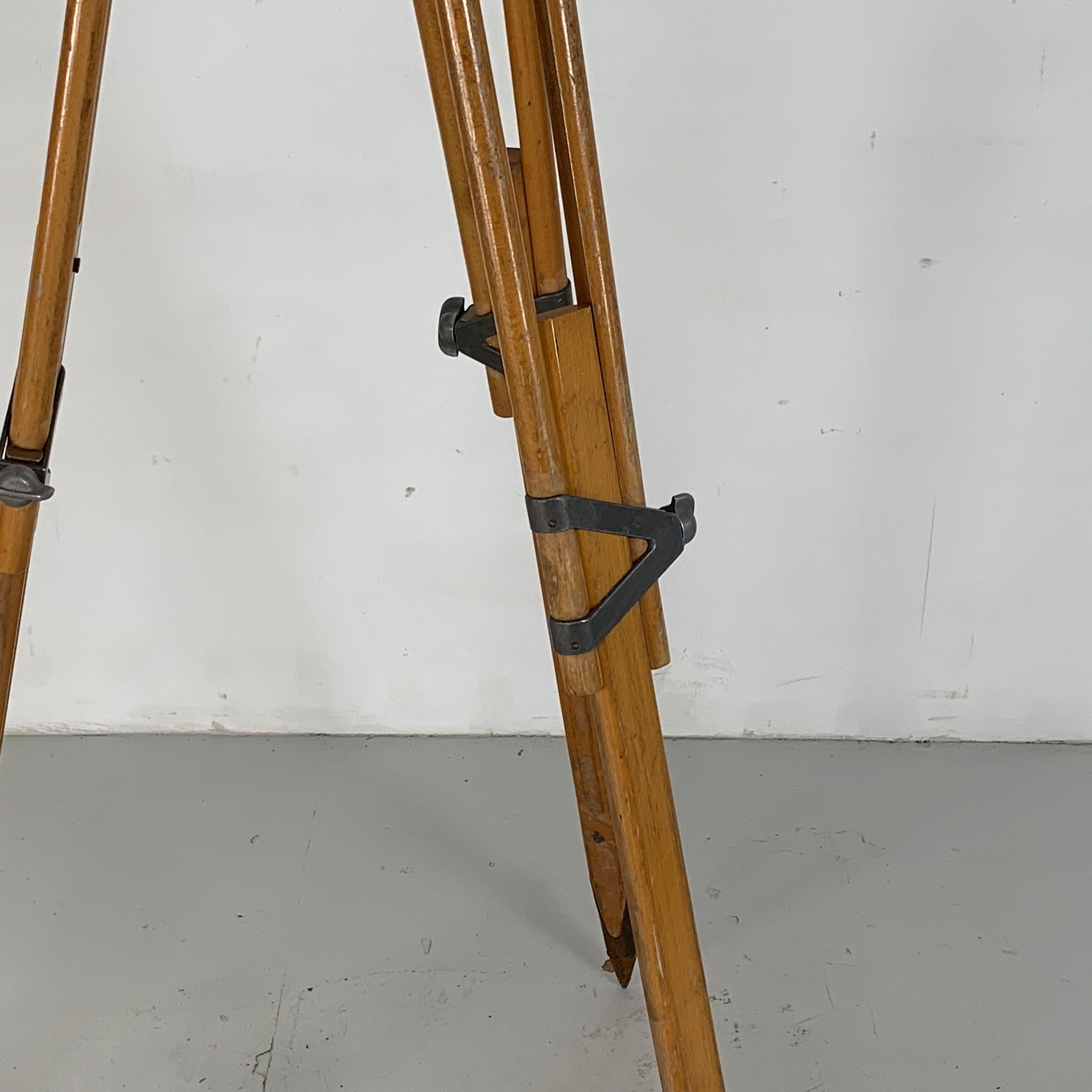 1960s Stripped and Polished Strand 743 Theatre Light on Vintage Wooden Tripod For Sale 2