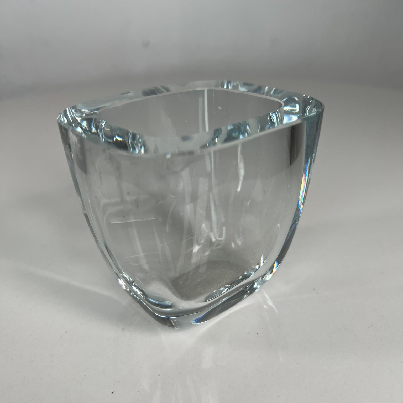 Mid-20th Century 1960s Strombergshyttan Modernist Small Glass Vase Etched Crystal Art Sweden