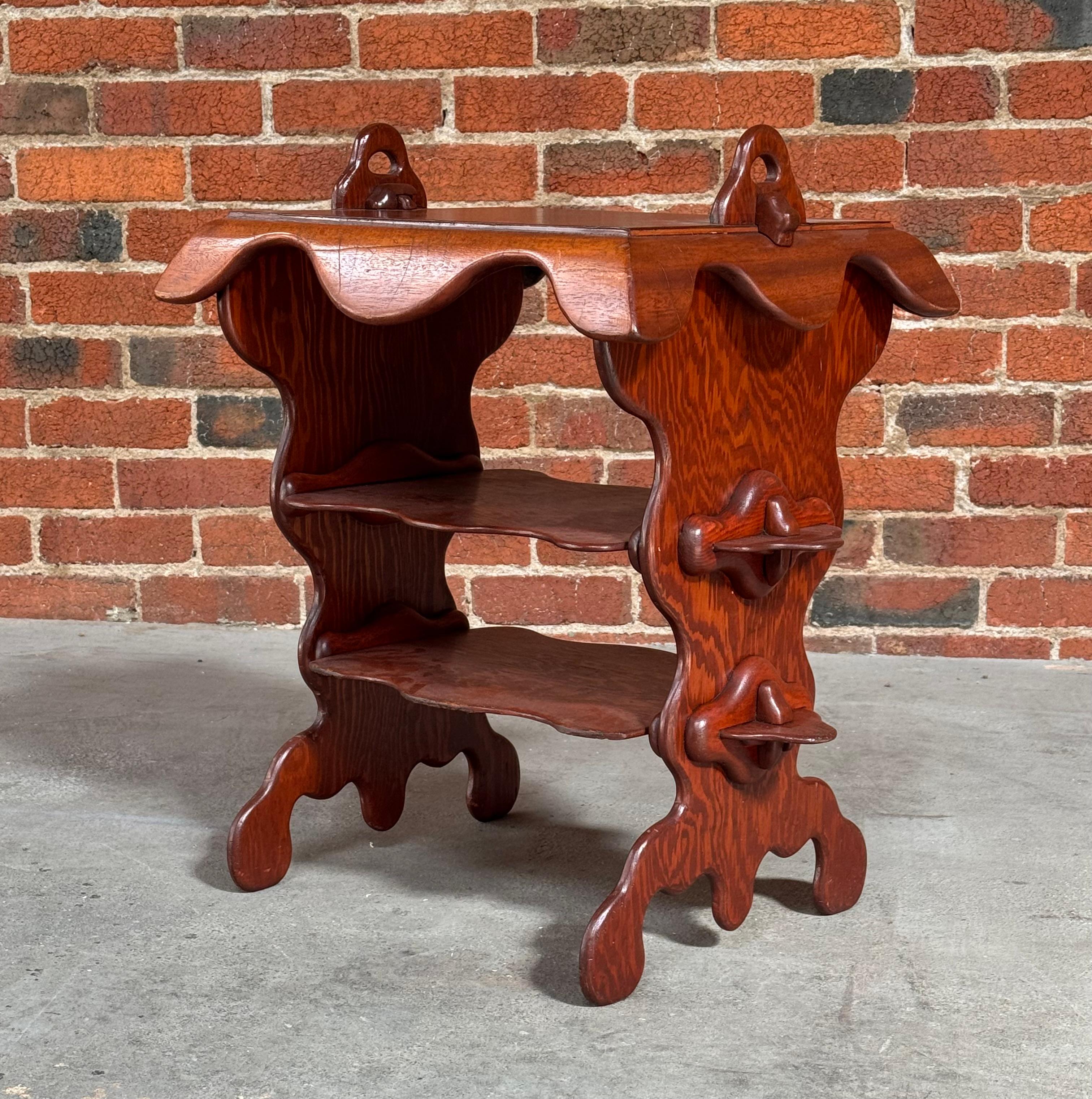 Hand-Crafted 1960s Studio Craft 3 Tier Side Table Art Nouveau / Antoni Gaudi Aesthetic For Sale