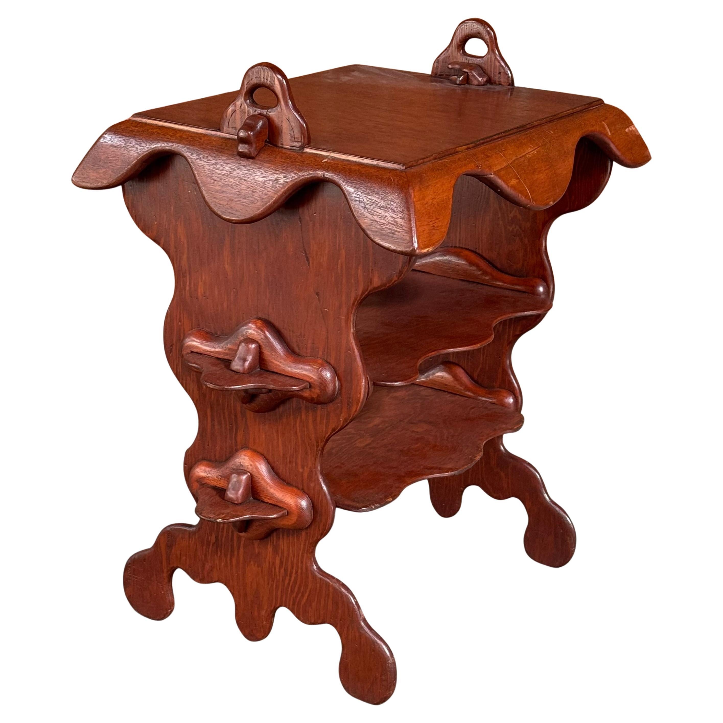 1960s Studio Craft 3 Tier Side Table Art Nouveau / Antoni Gaudi Aesthetic For Sale