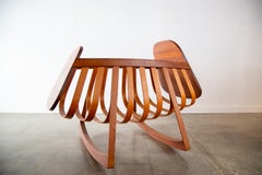 1960s Studio Craft Rocking Bassinet Bent Oak and Walnut Crib