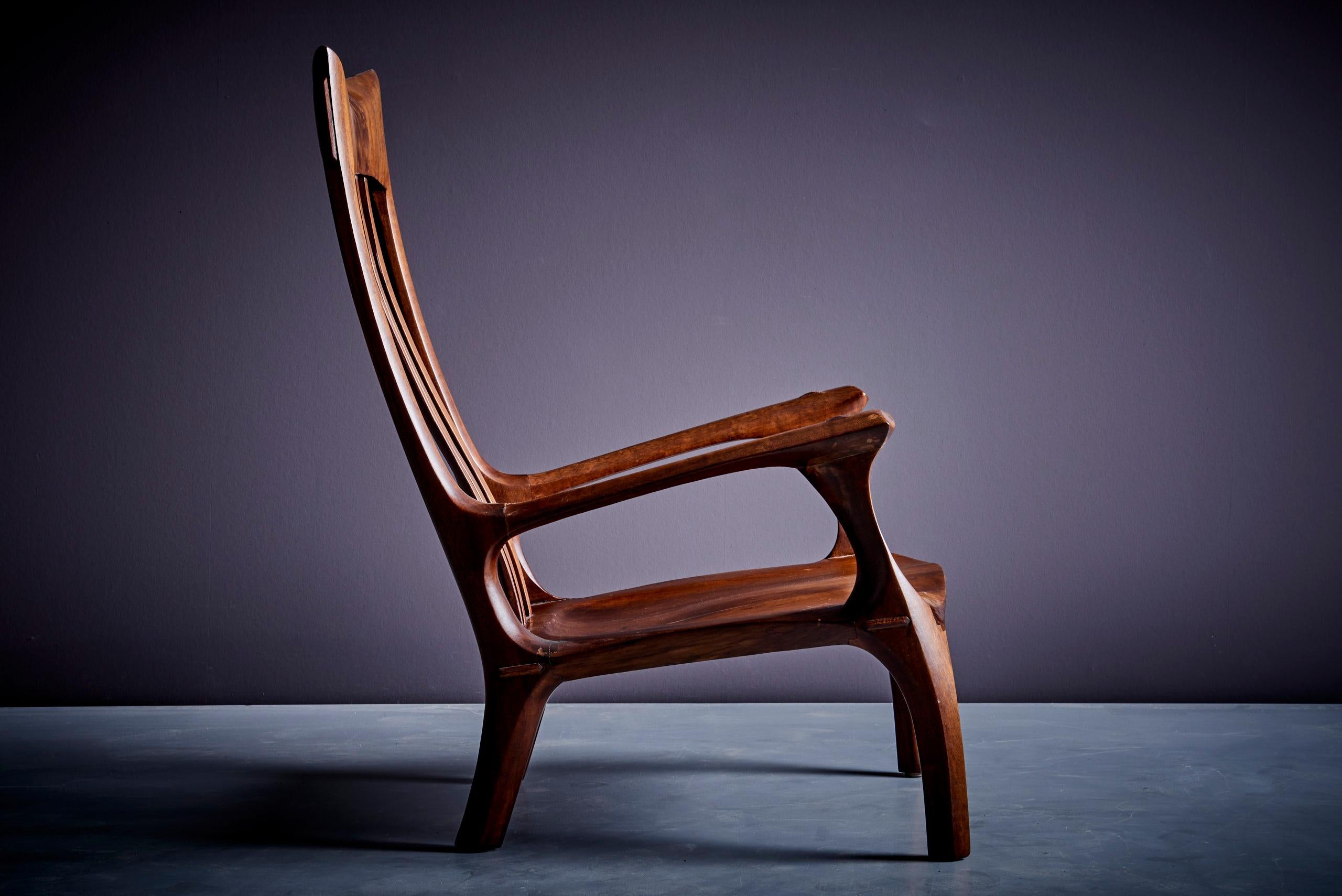 American 1960s Studio Lounge Chair in Black Walnut by J. Benjamin Rouzie For Sale