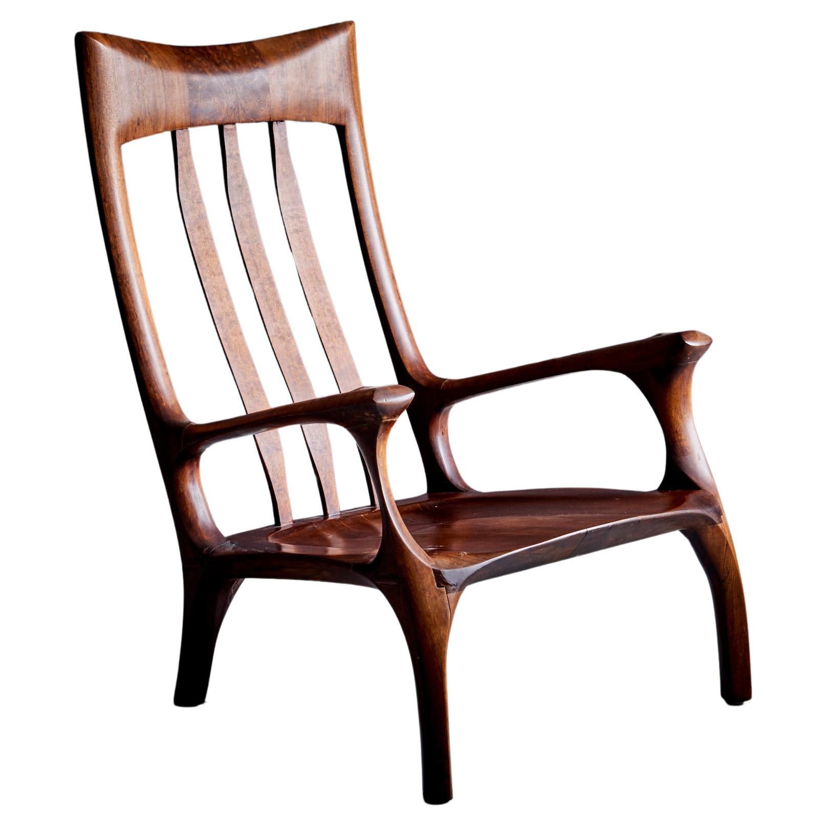 1960s Studio Lounge Chair in Black Walnut by J. Benjamin Rouzie For Sale