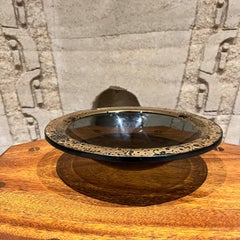 1960s Studio Murano Bowl Smoke Glass Speckled Gold Italy