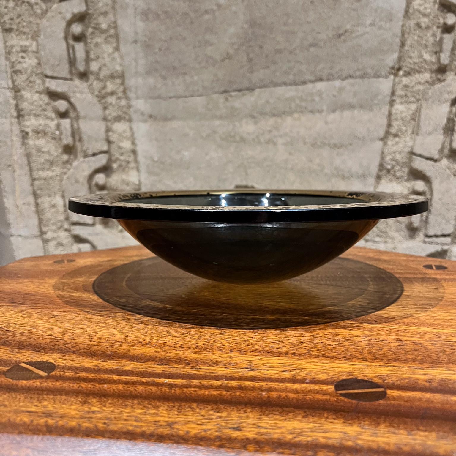 Mid-Century moderno 1960 Studio A Murano Ciotola in vetro fumé macchiato oro Italia in vendita