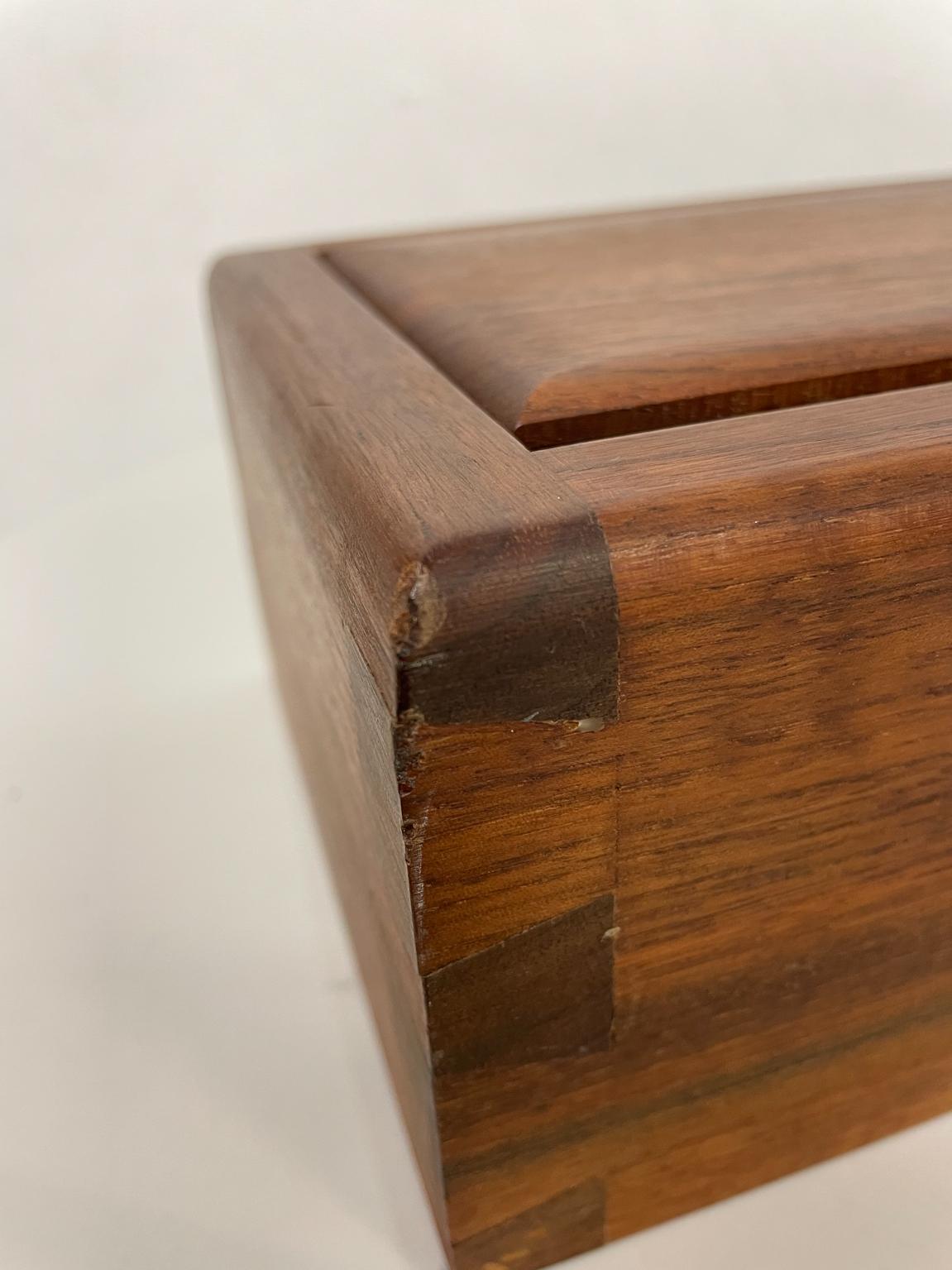 1960s Studio Piece Walnut Wood Box Slide Open Clean Design Style of Nakashima For Sale 9