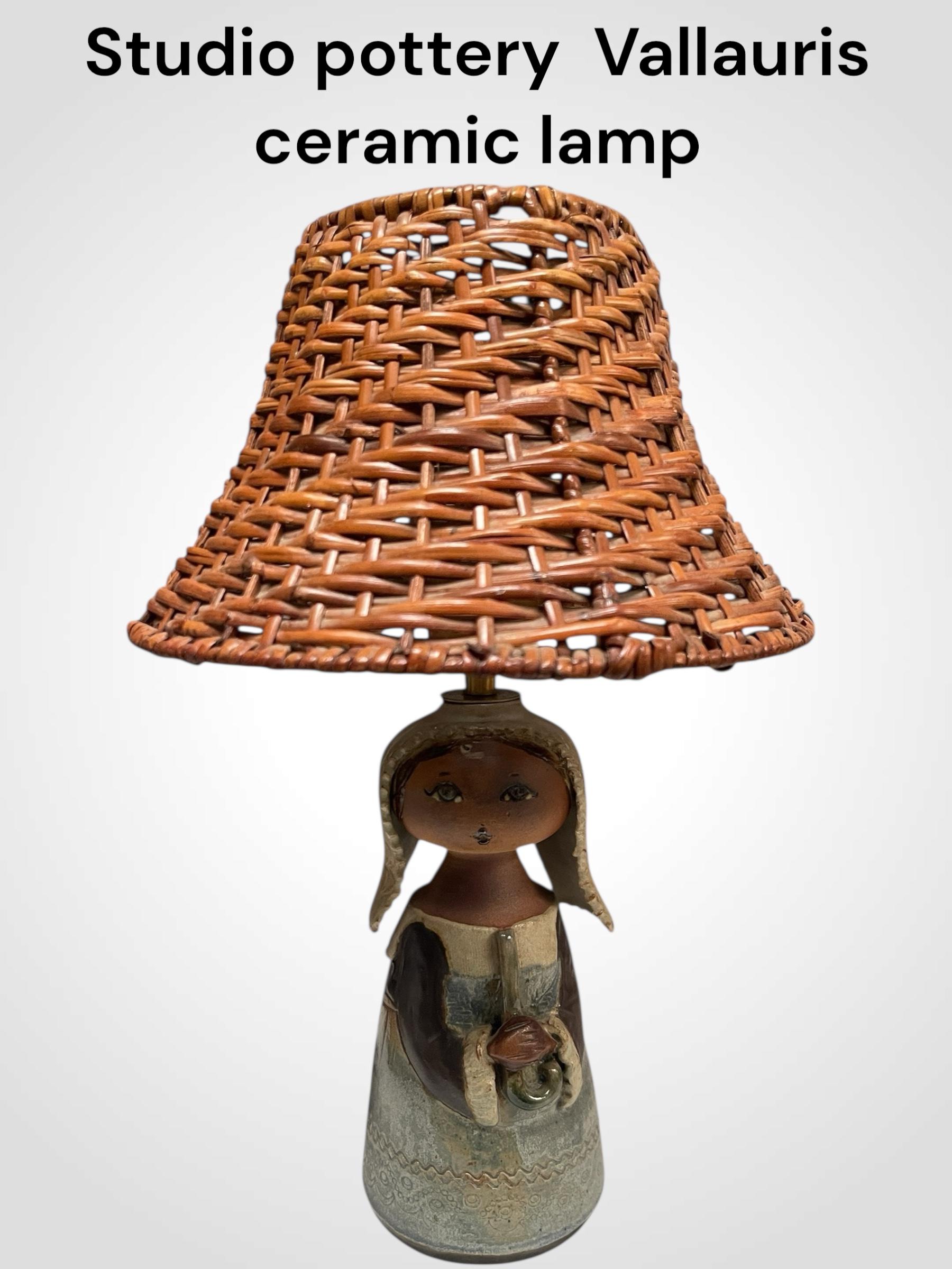 1960's Studio pottery ceramic lamp by Vallauris
Dimensions given without shade / NO SHADE INCLUDED
Re-wired
