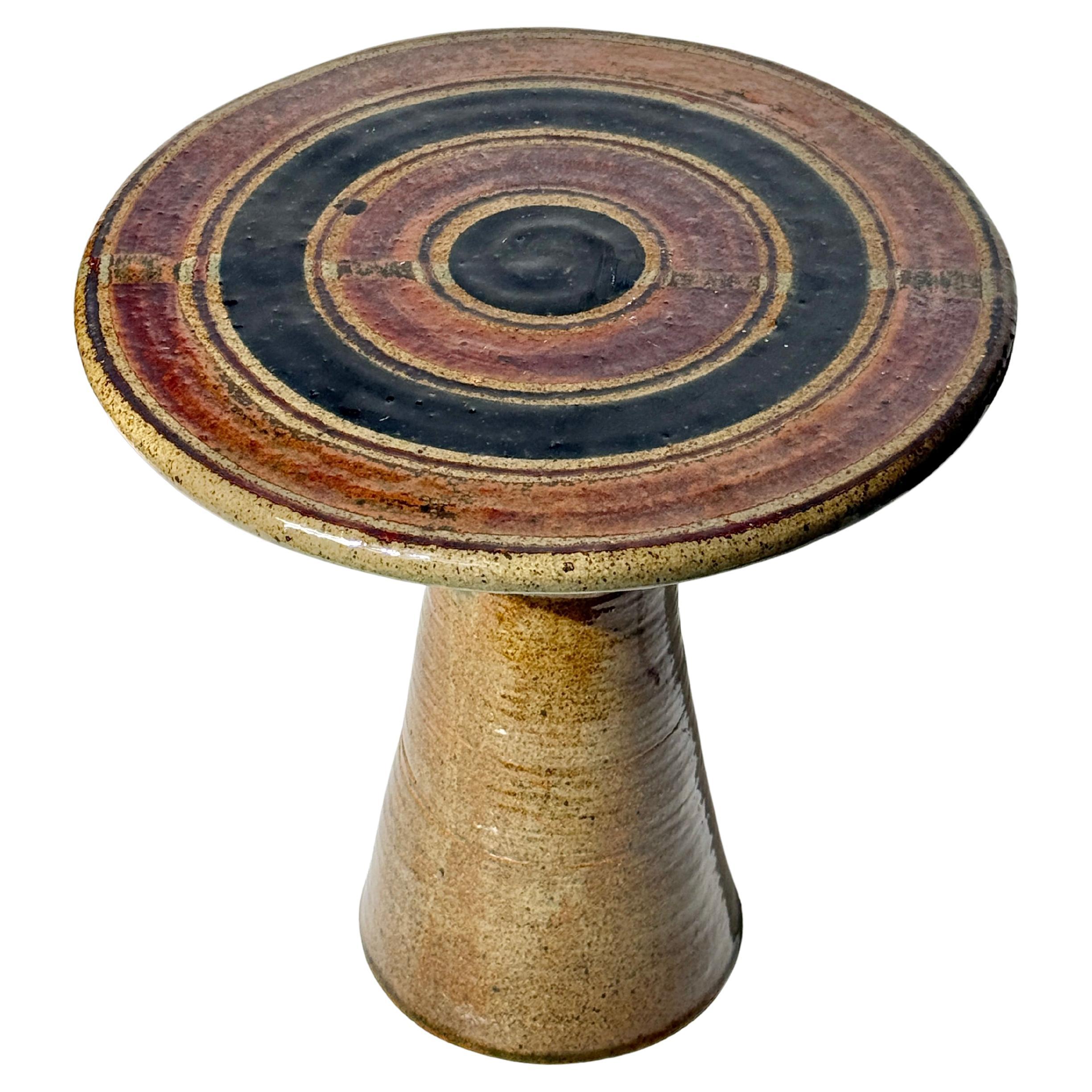 1960s Studio Pottery Side Table in Stoneware by Tyrone and Julie Larson USA For Sale