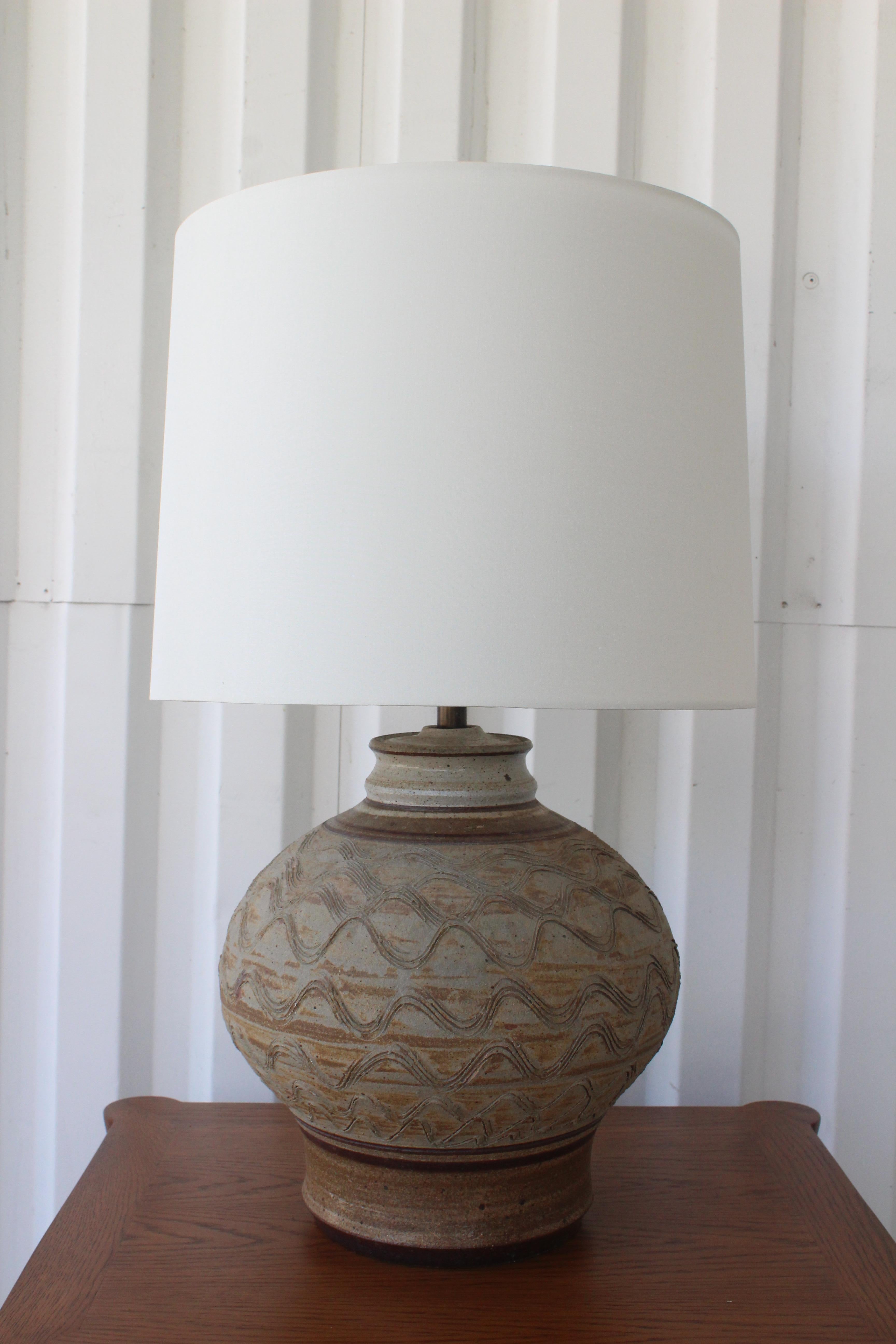 Mid-Century Modern 1960s Studio Stoneware Table Lamp