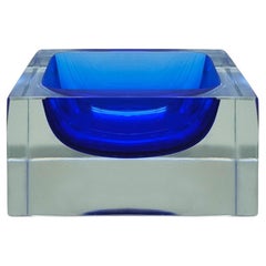 1960s Stunning Blue Ashtray or Catchall By Flavio Poli for Seguso. Made in Italy