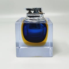 1960s Stunning Blue Table Lighter in Murano Sommerso Glass By Flavio Poli