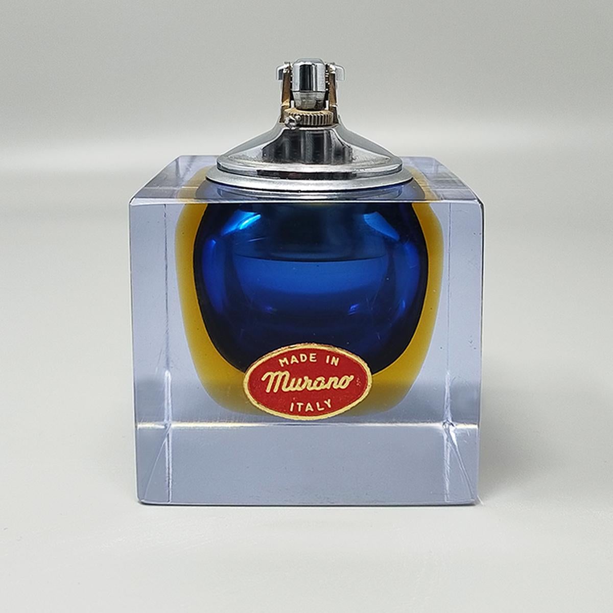 1960er Jahre Wunderschönes blaues Tischfeuerzeug aus Murano Glass Sommerso von Flavio Poli (Italienisch) im Angebot