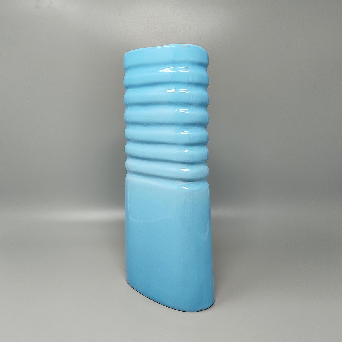 Polychromed 1960s Stunning Blue Vase in Laveno Ceramic. Made in Italy For Sale