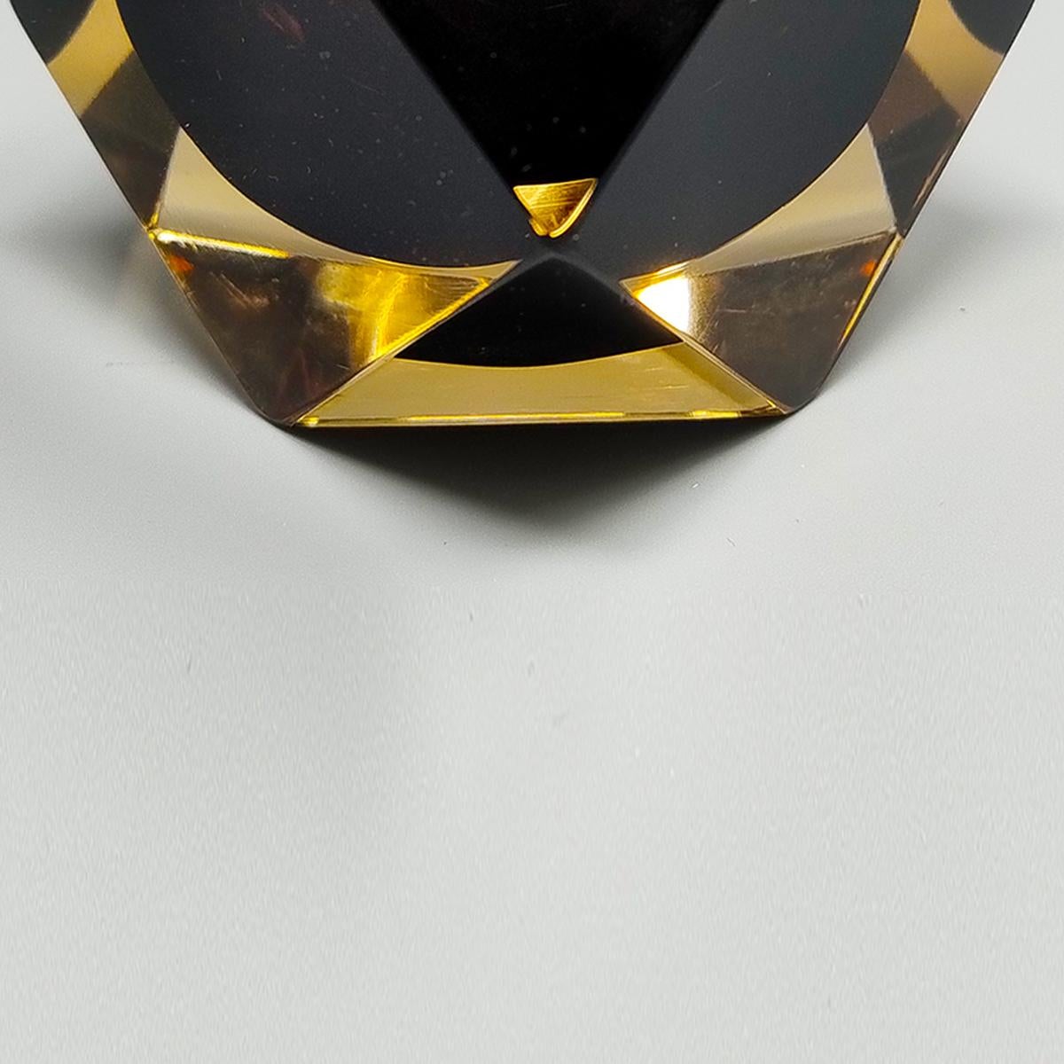 Murano Glass 1960s Stunning Brown and Yellow Table Lighter in Murano Sommerso Glass By Flavio