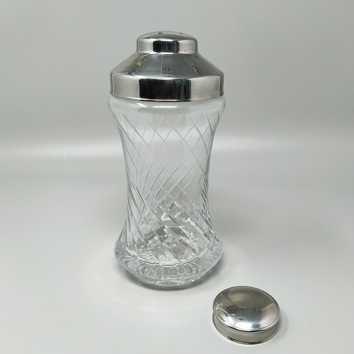 Mid-Century Modern 1960s Stunning Cut Crystal Cocktail Shaker. Made in Italy For Sale