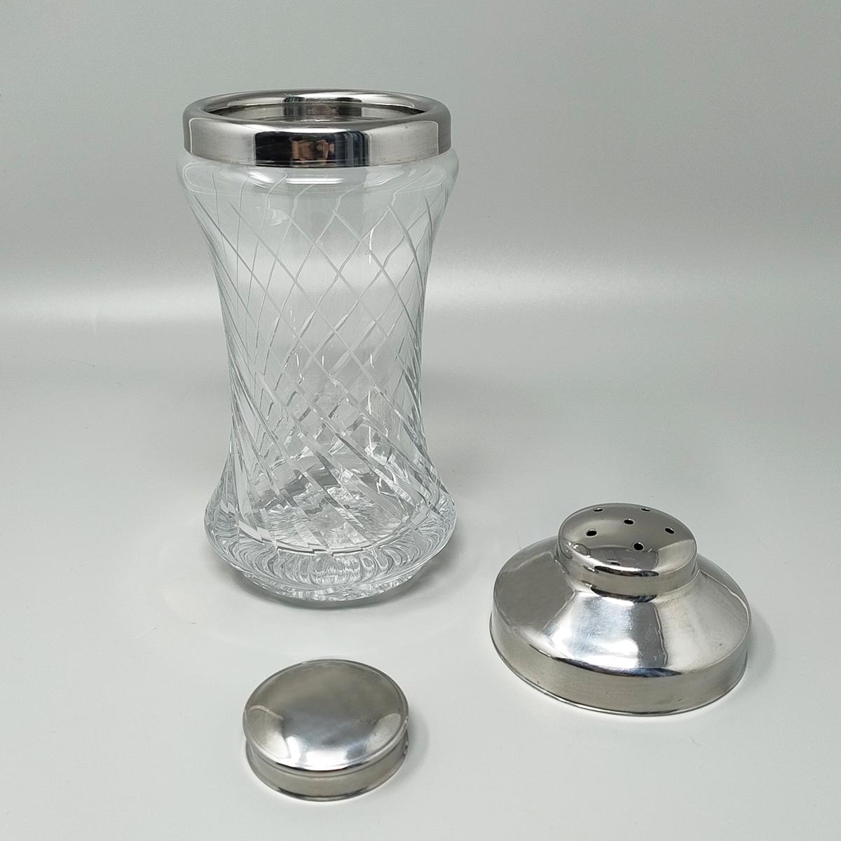 Italian 1960s Stunning Cut Crystal Cocktail Shaker. Made in Italy For Sale