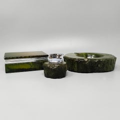 1960s, Stunning Green Alabaster Smoking Set by Romano Bianchi
