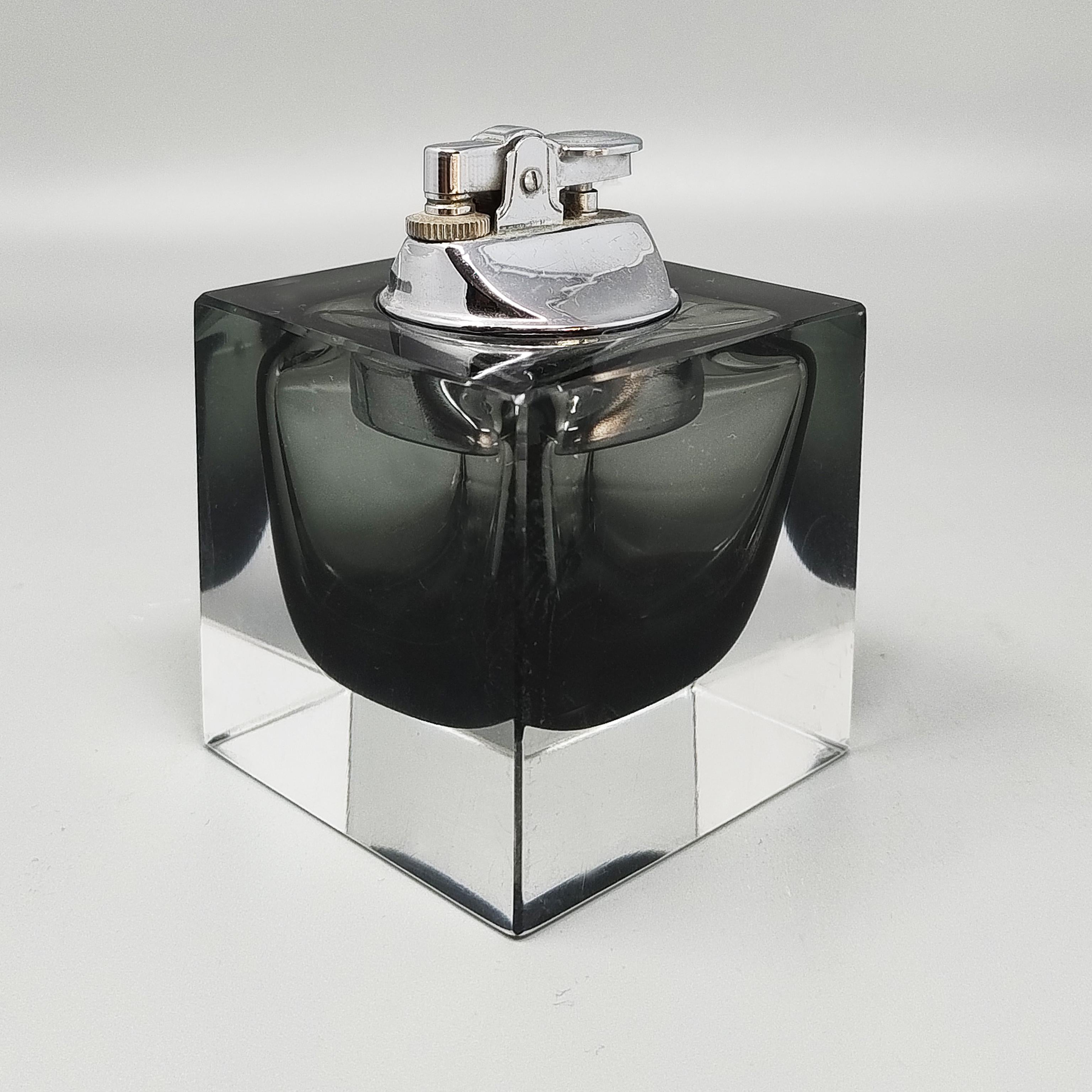 1960s Stunning Grey table Lighter in Murano Sommerso Glass By Flavio Poli for S In Excellent Condition For Sale In Milano, IT