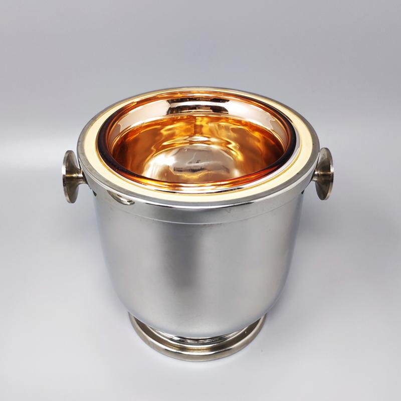 1960s Stunning Ice Bucket in Stainless Steel by Aldo Tura for Macabo en Excelente estado para la venta en Milano, IT