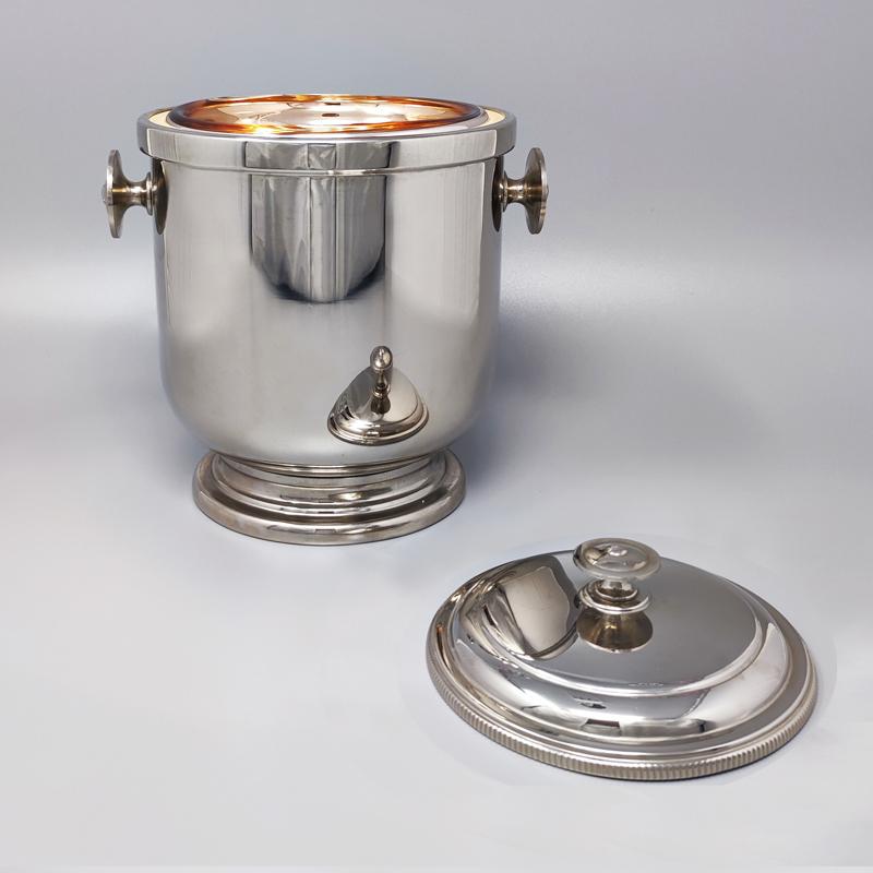1960s Stunning Ice Bucket in Stainless Steel by Aldo Tura for Macabo mediados del siglo XX en venta