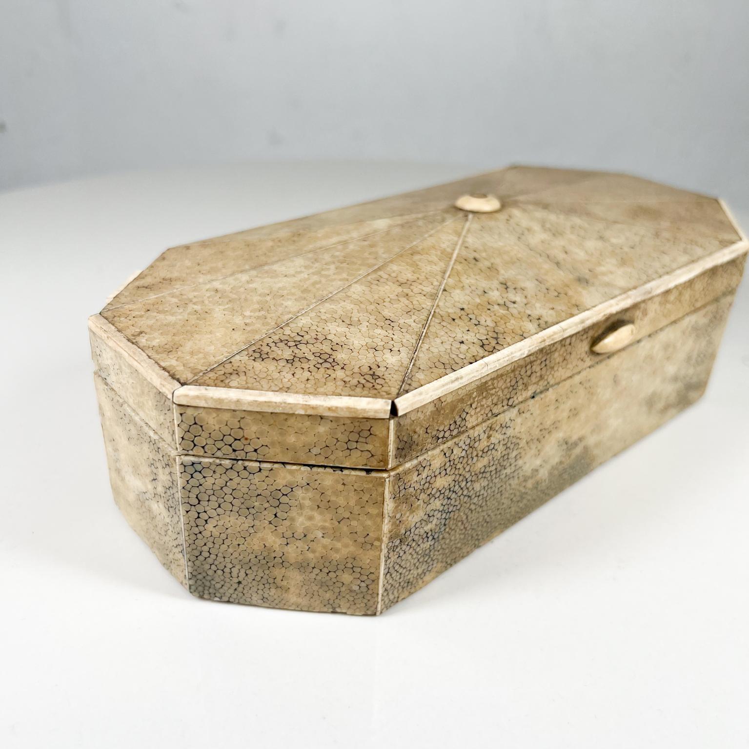 Mid-20th Century 1930s Art Deco Shagreen Trinket Keepsake Box Leather Wood For Sale