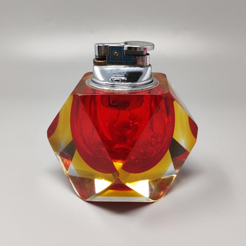 Mid-Century Modern 1960s Stunning Table Lighter in Murano Sommerso Glass By Flavio Poli for Seguso