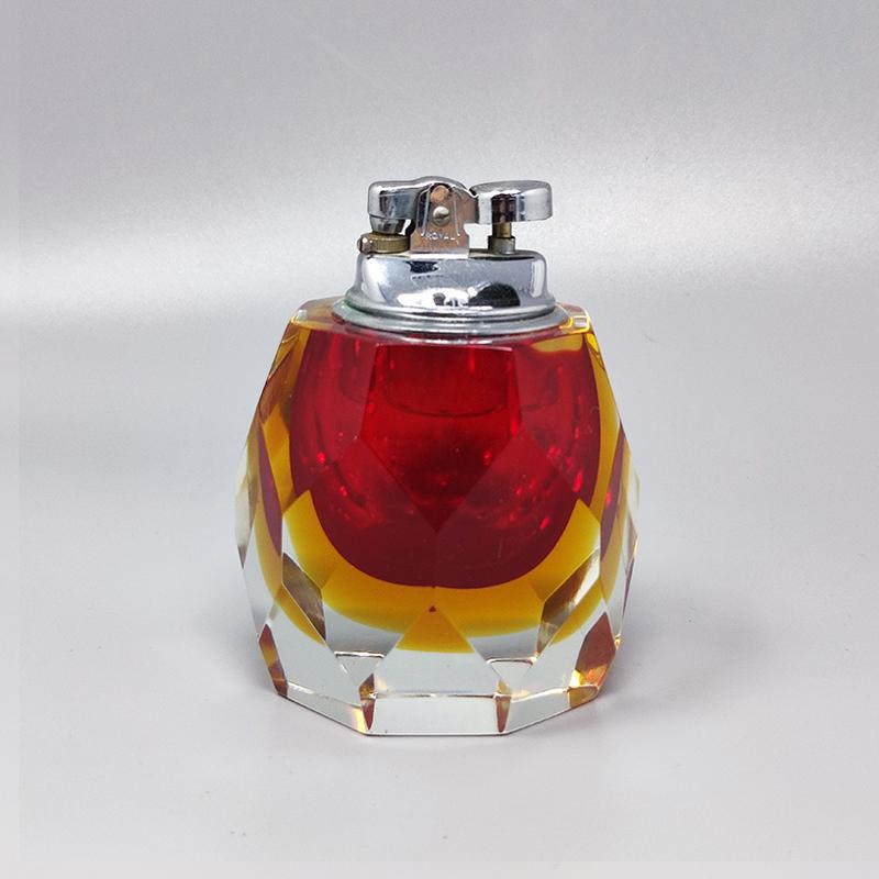 Mid-Century Modern 1960s Stunning Table Lighter in Murano Sommerso Glass By Flavio Poli for Seguso For Sale