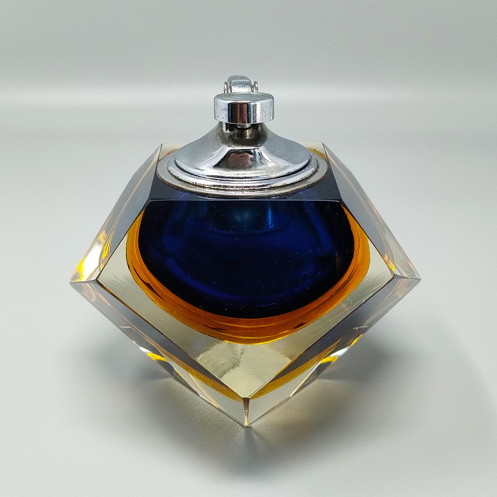 Murano Glass 1960s Stunning Table Lighter in Murano Sommerso Glass By Flavio Poli for Seguso For Sale