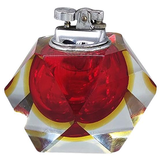 1960s Stunning Table Lighter in Murano Sommerso Glass by Flavio Poli for Seguso For Sale