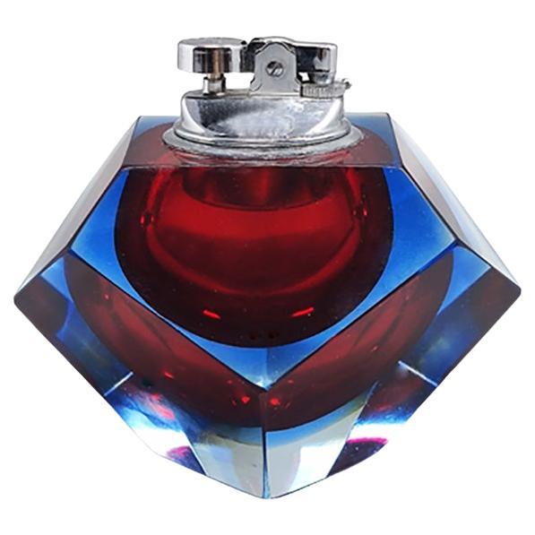 1960s Stunning Table Lighter in Murano Sommerso Glass By Flavio Poli for Seguso For Sale