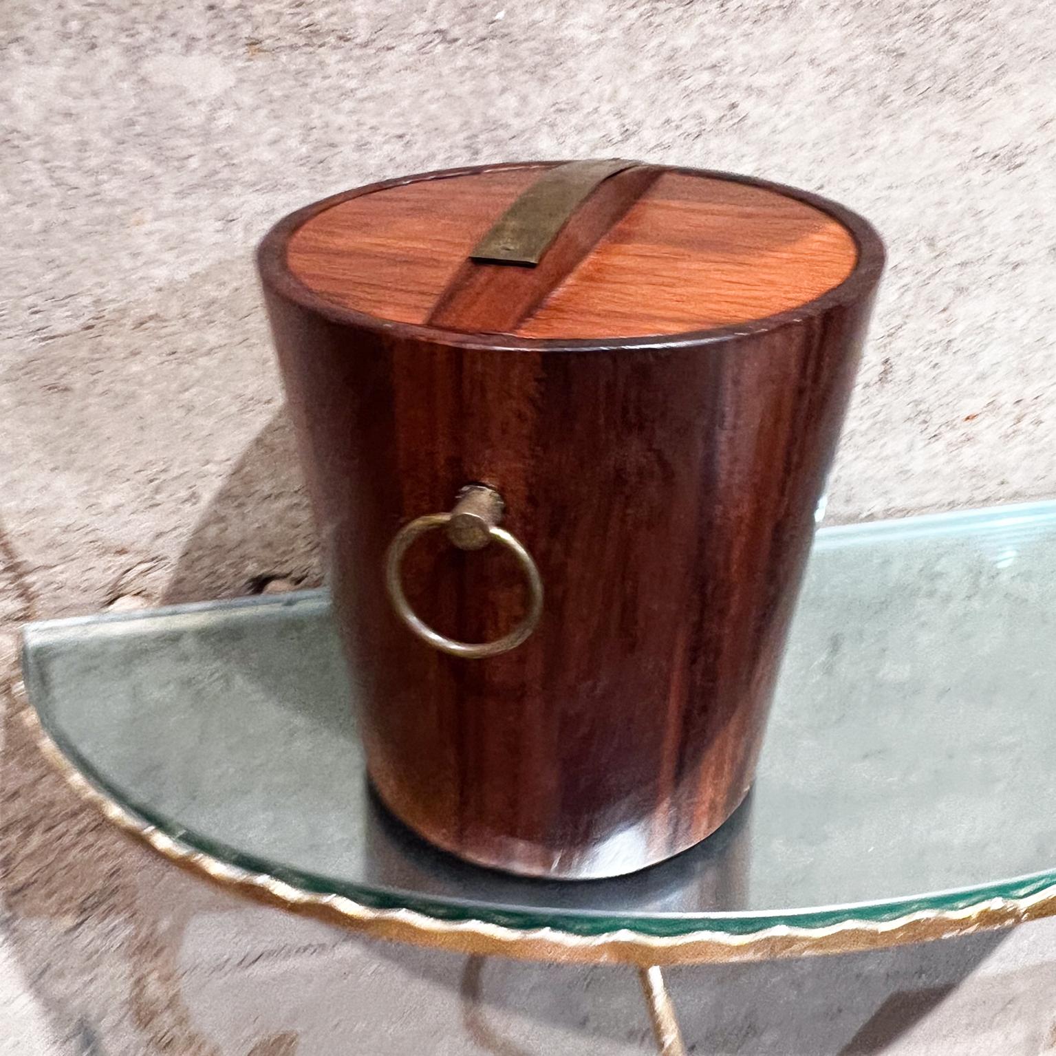 1960s Style Jean Gillon Italma Rosewood and Bronze Ice Bucket Brazil For Sale 5