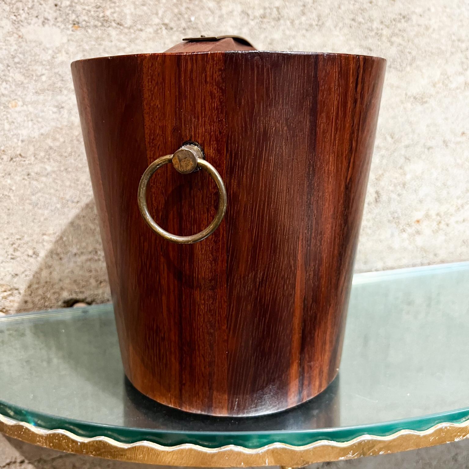 1960s Style Jean Gillon Italma Rosewood and Bronze Ice Bucket Brazil For Sale 6