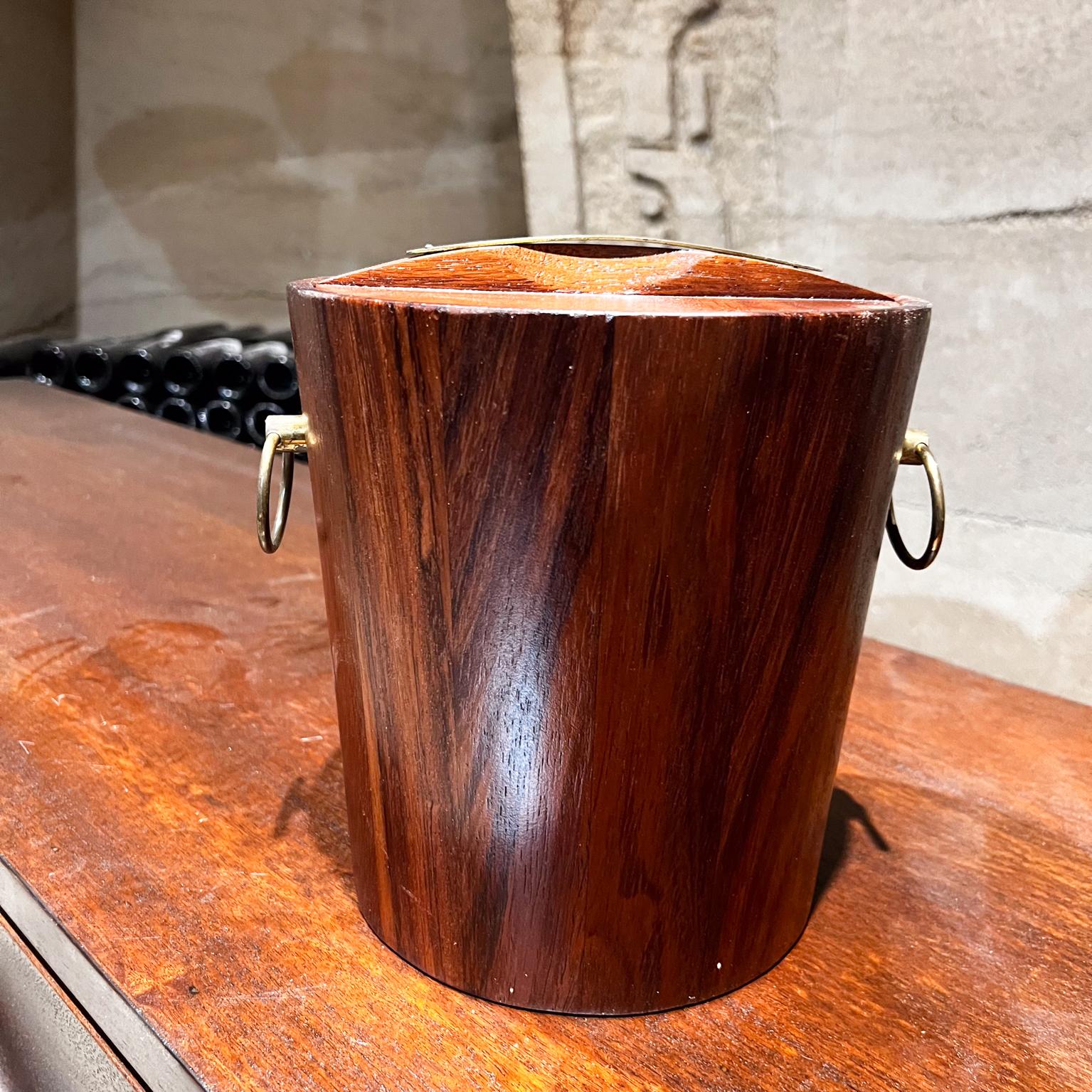 1960s Style Jean Gillon Italma Rosewood and Bronze Ice Bucket Brazil For Sale 7