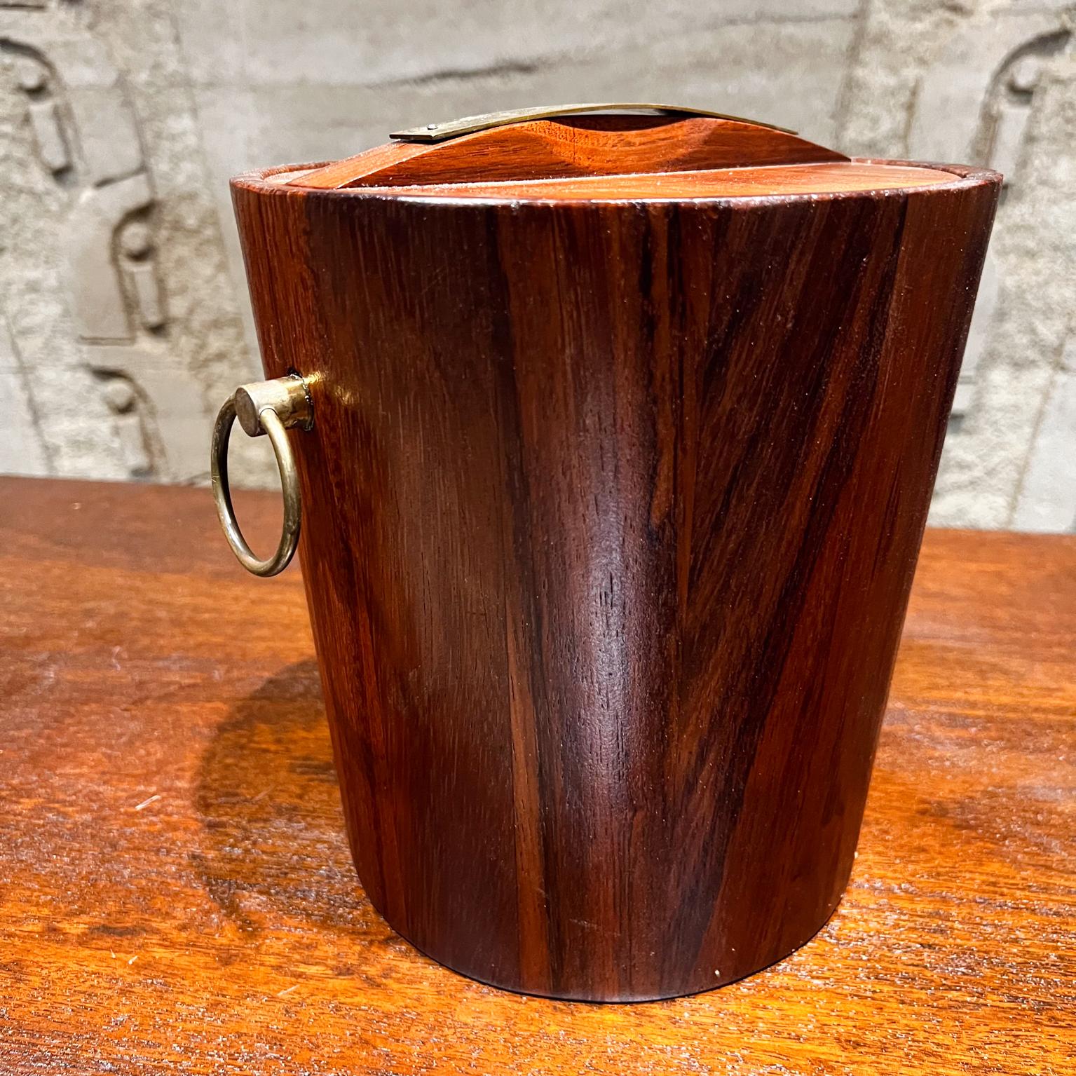 Brazilian 1960s Style Jean Gillon Italma Rosewood and Bronze Ice Bucket Brazil For Sale