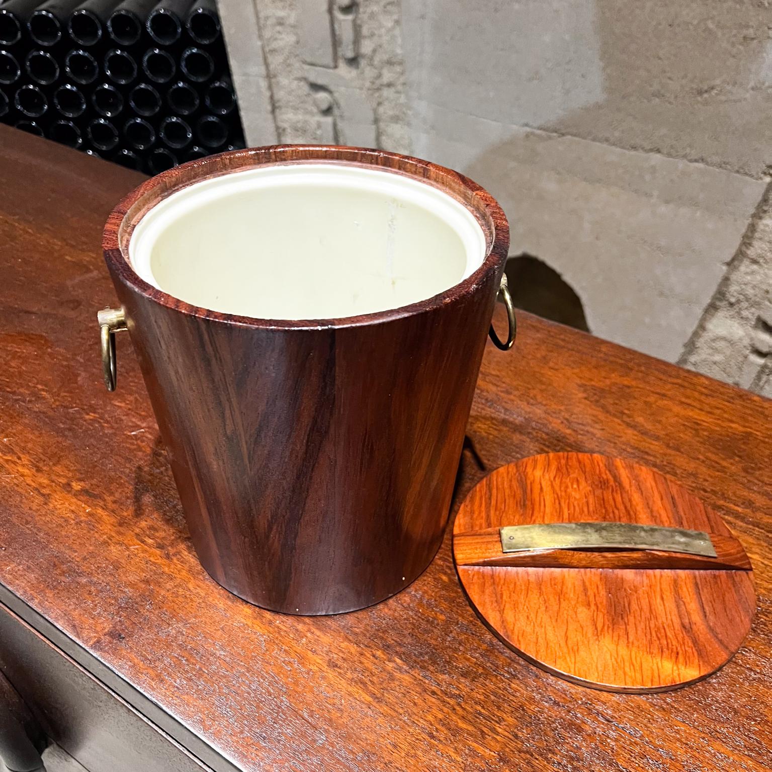 1960s Style Jean Gillon Italma Rosewood and Bronze Ice Bucket Brazil For Sale 1