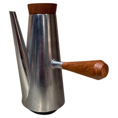 Cafetera de acero inoxidable de Alessi, estilo «Mid-Century Modern», década de los 60