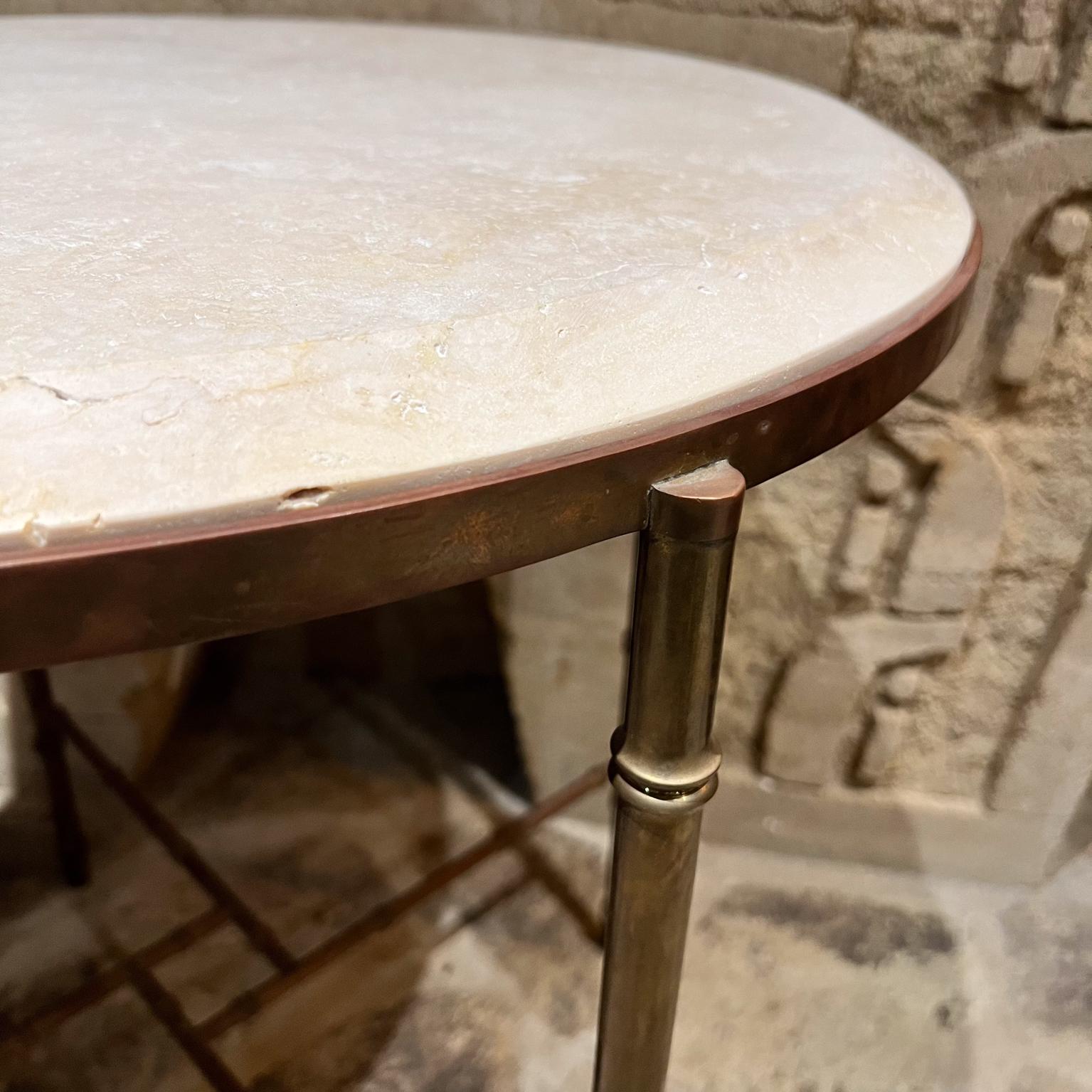 1960s Style Maison Baguès French Round Side Table Faux Bamboo Bon état - En vente à Chula Vista, CA