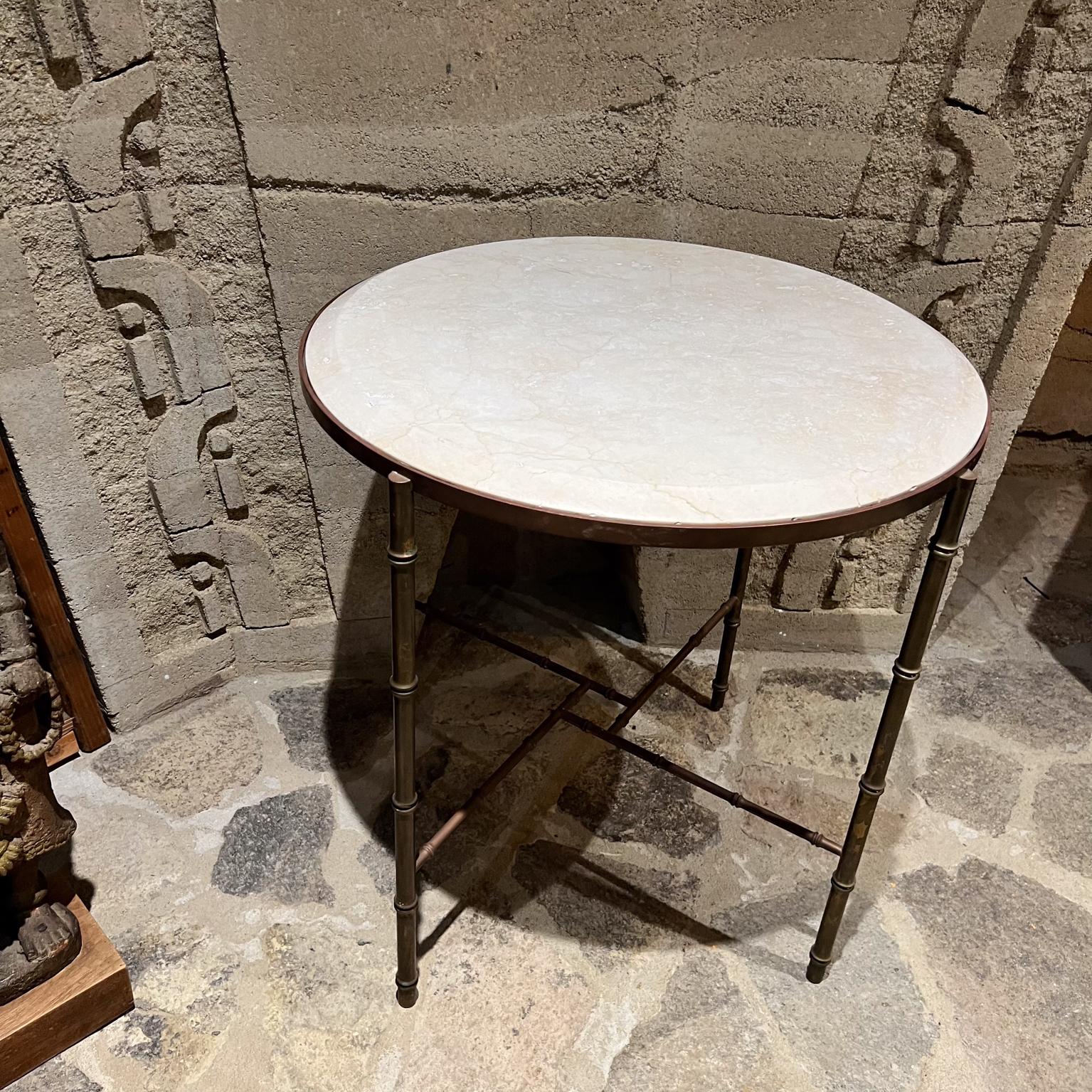 1960s Style Maison Baguès French Round Side Table Faux Bamboo en vente 2