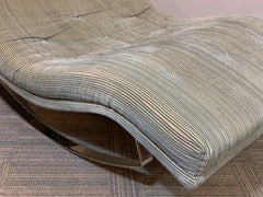 1960s Style Modernist Rocking Buttoned Daybed on Polished Chrome Sleigh Legs