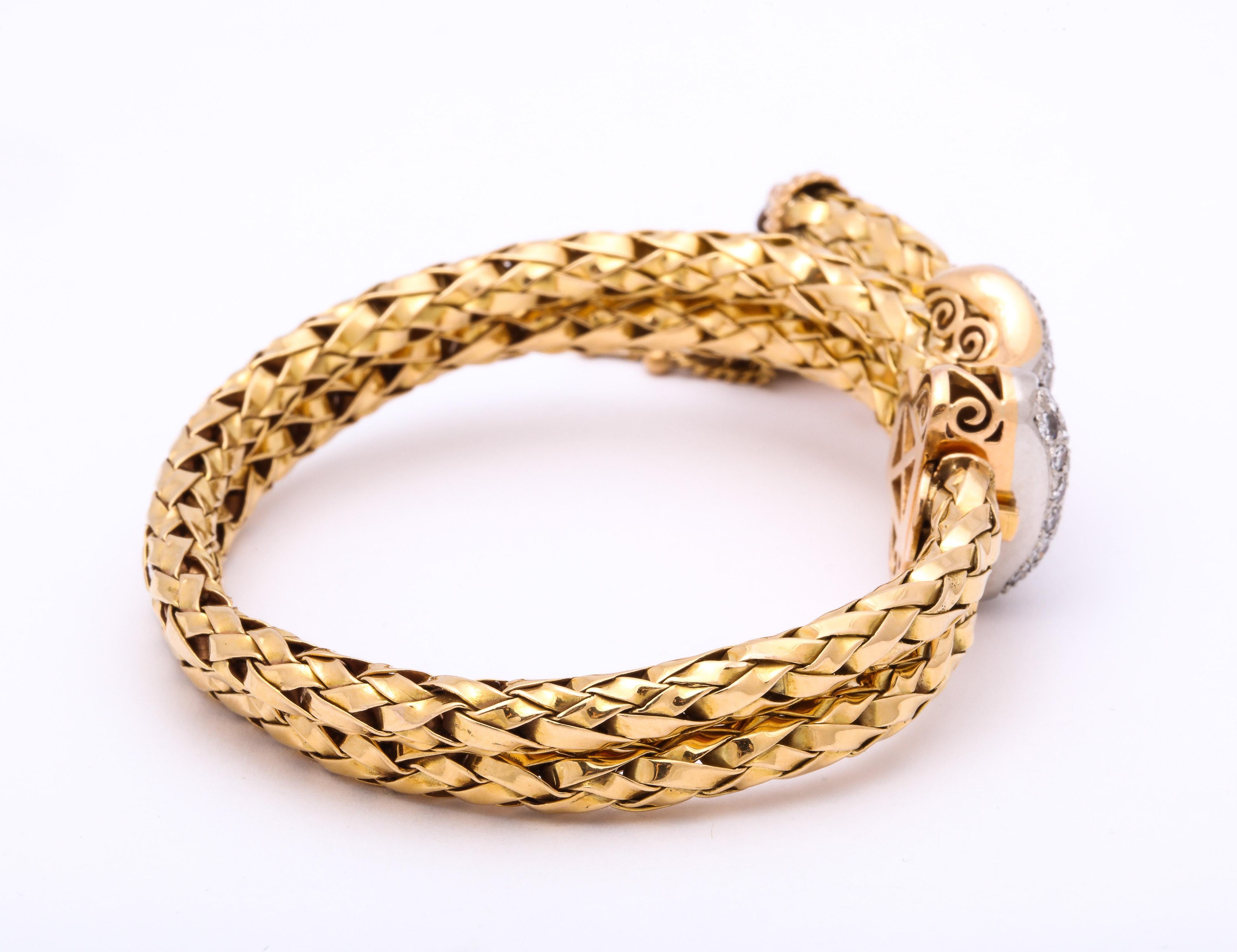 1960s Stylish Tassel Bracelet Braided Gold With Diamonds 8