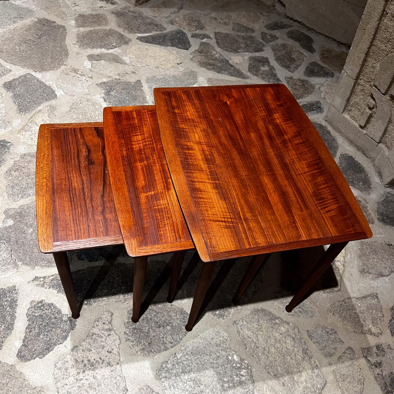  1960s Stylish Teakwood Nesting Tables MOBELINTARSIA Denmark In Good Condition For Sale In Chula Vista, CA