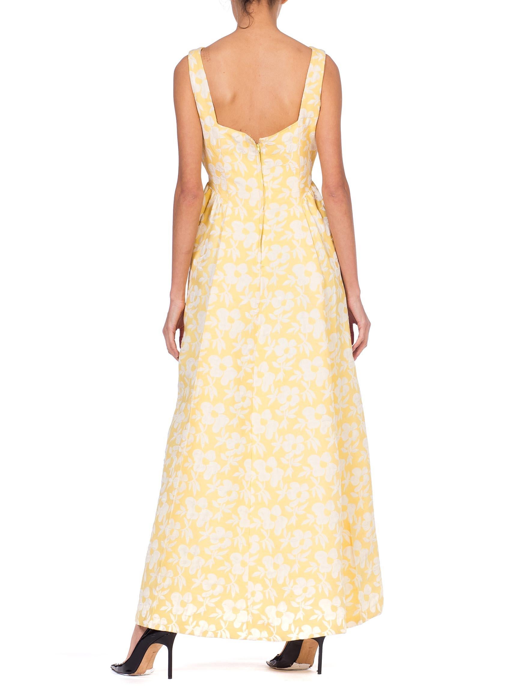 1960s Summer Formal Yellow Floral Gown
